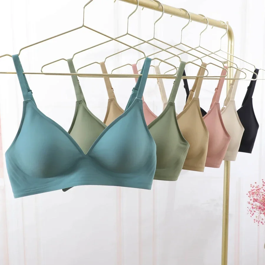Seamless Bra Underwear Women Top Sexy Push Up Bras without Frame Thin Unwired Bralette Brassiere Soft Comfort Lingerie Deep V 5