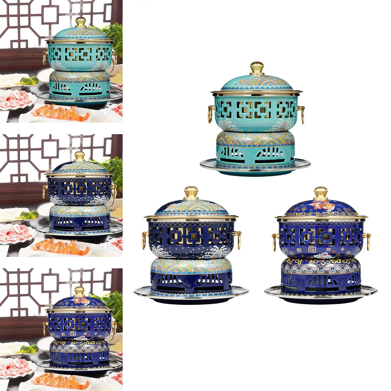 Shabu Pot Buffet Hot Stew Pot Practical Cloisonne Hot Pot Camping Cooker Alcohol Shabu Pot Buffet Hot Stew Pot Practical Cloisonne Hot Pot Camping Cooker Alcohol