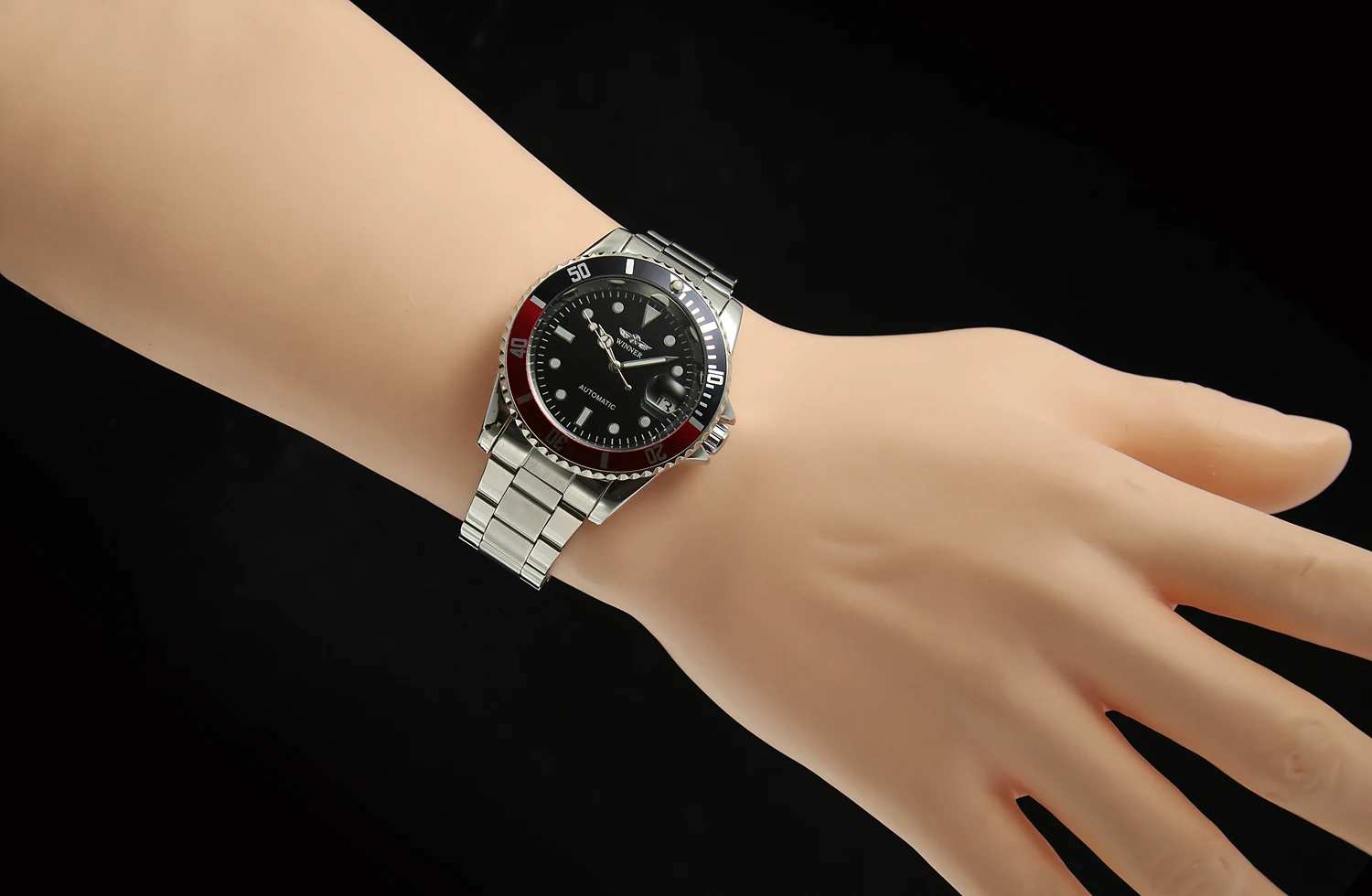 WINNER Classic Mechanical Watches Luxury Brand Business Automatic Watch for Men Rotatable Bezel Luminous Dial Steel Strap Clock