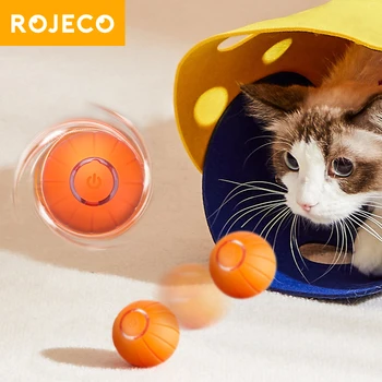 ROJECO 스마트 고양이 장난감, 자동 바운싱 고양이 공, 인터랙티브 롤링 볼, 반려동물 스마트 LED 셀프 이동 장난감 액세서리