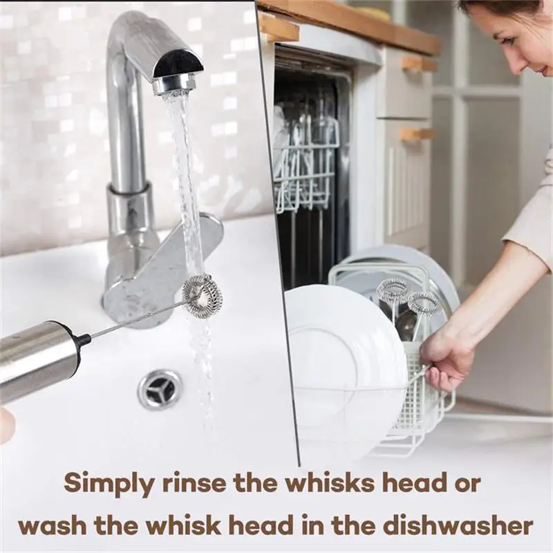 Rechargeable USB Electric Milk Frother Foamer Matcha Whisk Handheld Stainless Steel Foam Maker Egg Beater Coffee Blender Mixer 4