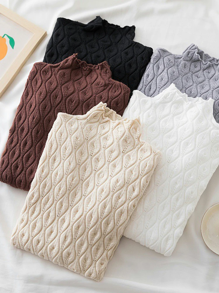 

2023 Knitted Turtleneck Women Sweaters Autumn Winter Warm Pullover Slim Long Sleeve Top Cashmere Sweater Jumper Soft Pull Female