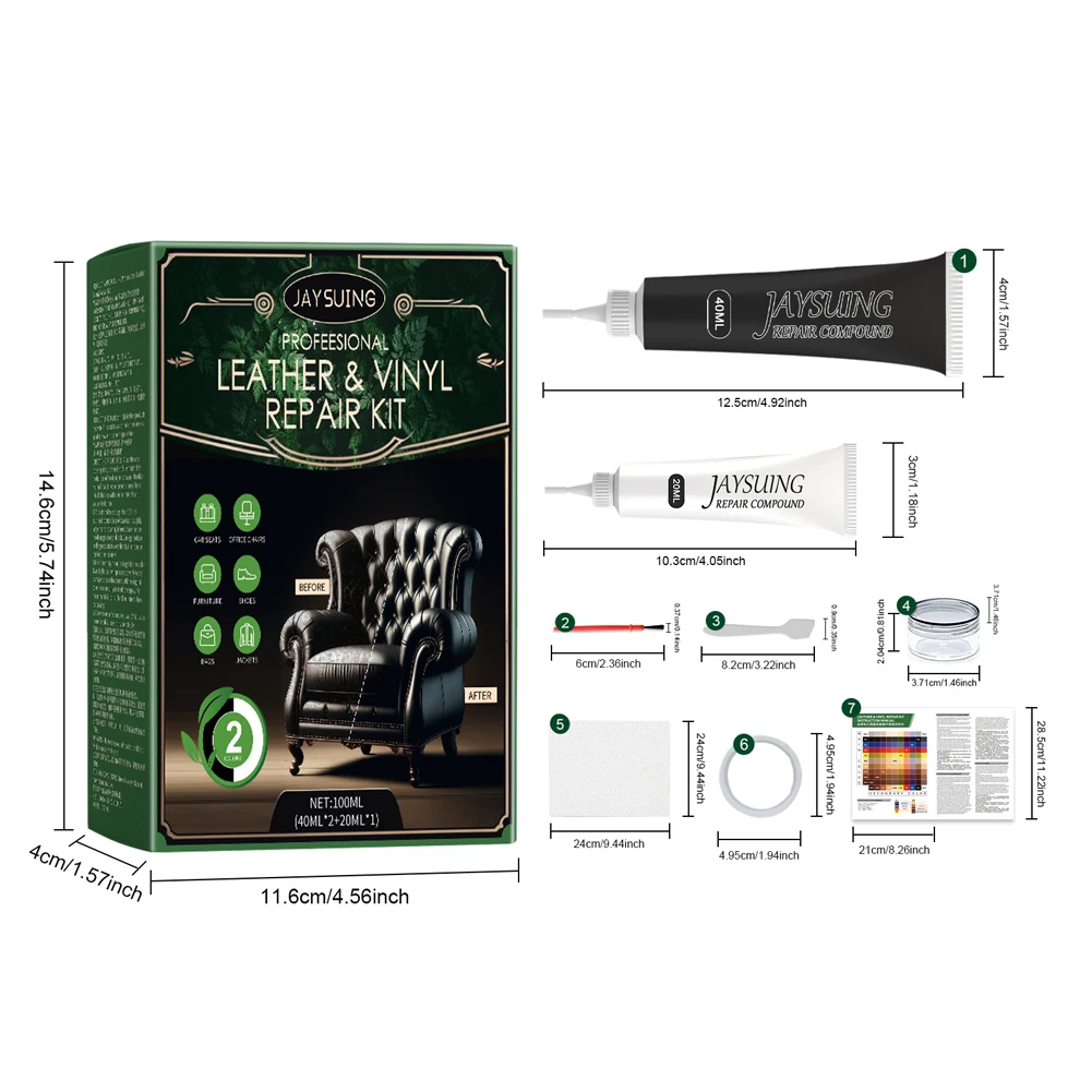 Leather Repair Kit Black Leather & Vinyl Repair Kit Leather Scratch Repair Kit Car Cream for Furniture Couches Boots and Purse