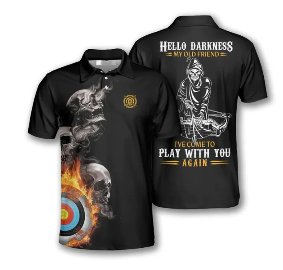 Kaos Polo pria, kaos nama pribadi, kaus panahan 3D cetak musim panas uniseks lengan pendek lengan kerah