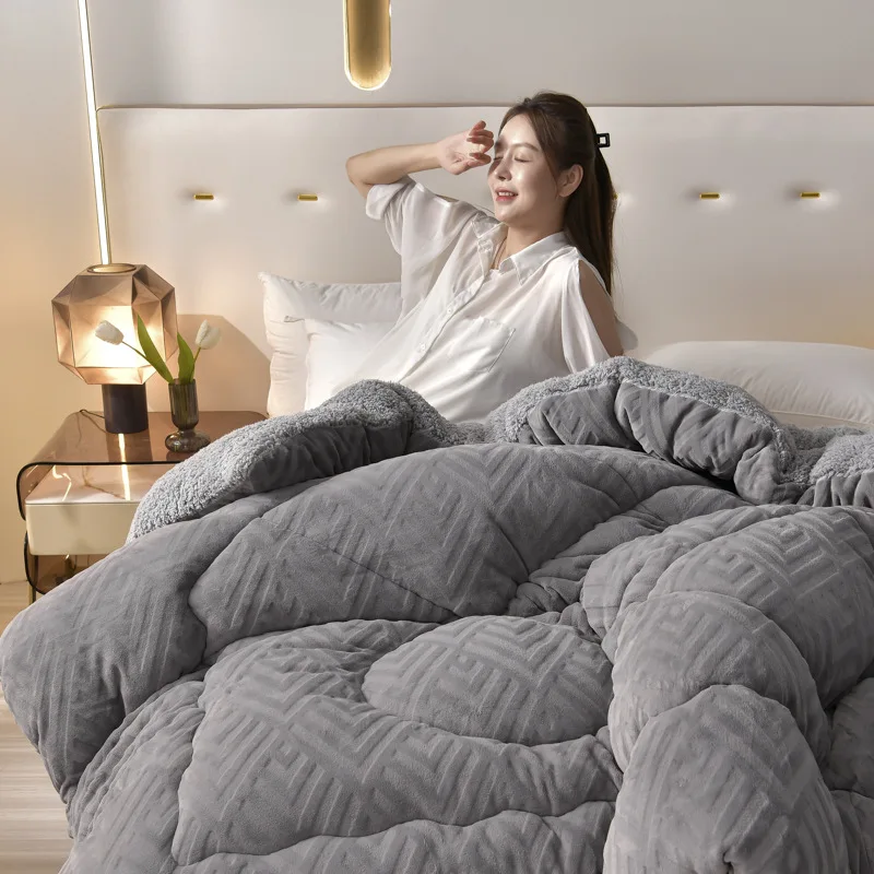 Super Warm Lamb Cashmere Quilt Winter Blanket Velvet Fabric Quilts