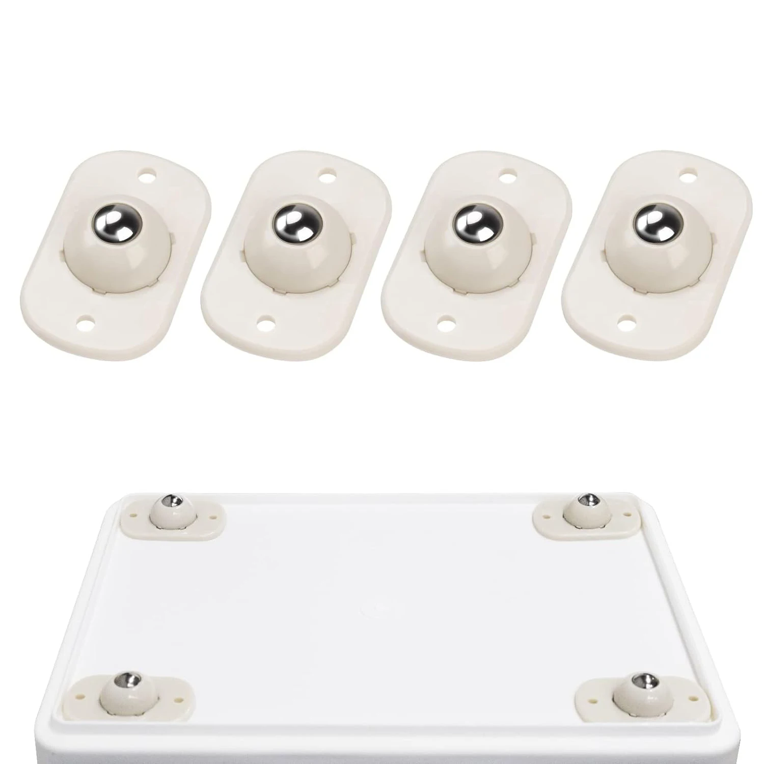 4pcs Heavy Duty 360 Degree Swivel Wheels，Self Adhesive Caster Wheels for FurnitureDIY Stainless Steel Roller，Bottom Storage Box