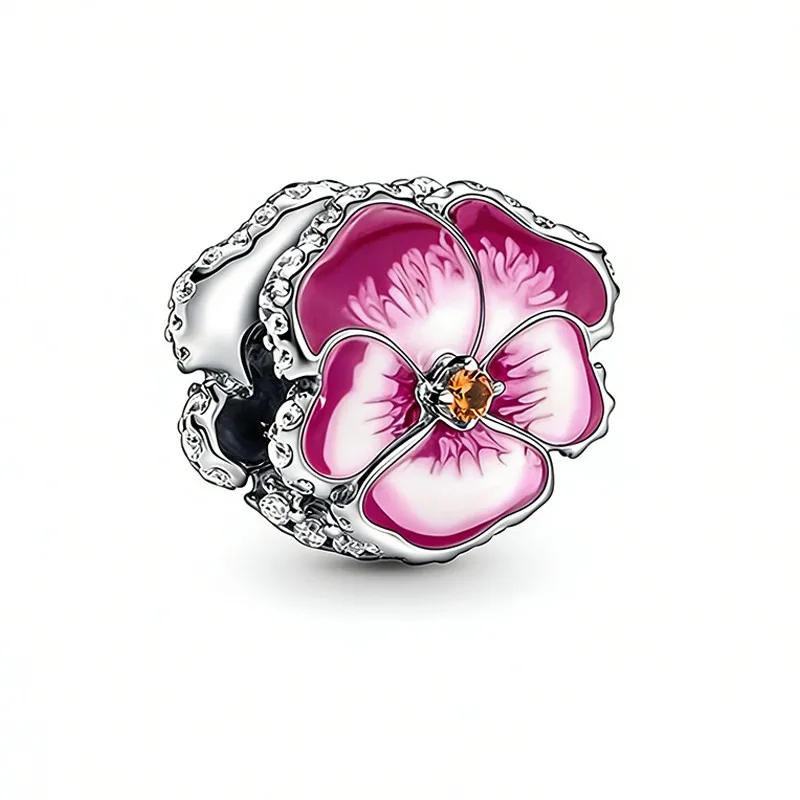 인기 있는 골드 스파클링 플라워 시리즈 참 비즈 펜던트 클립, 오리지널 유럽식 스네이크 본 팔찌 액세서리 주얼리 선물에 적합