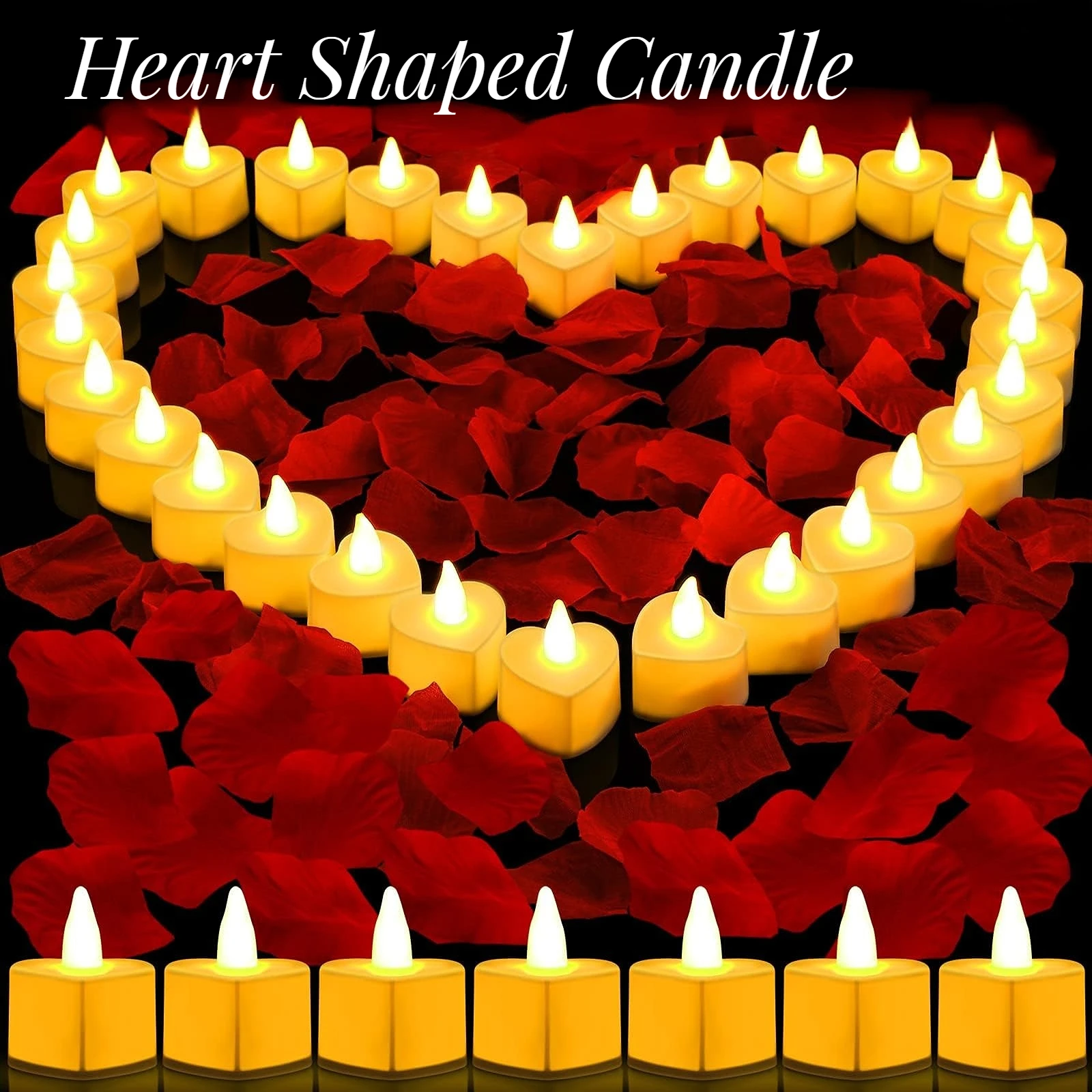 

24-240pcs Heart Shape LED Candle Tea Light Romantic Love Proposal Candles Flameless Flickering Candle for Birthday Wedding Decor