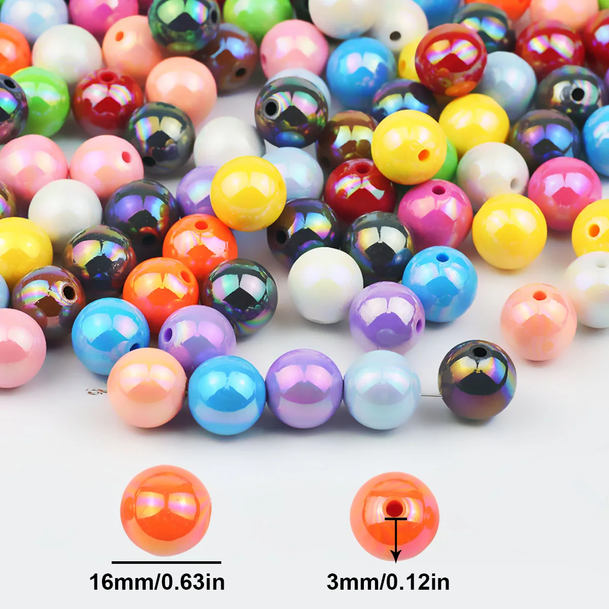Vibrant 16mm Round UV Glitter Acrylic Beads for DIY Jewelry and Accessories