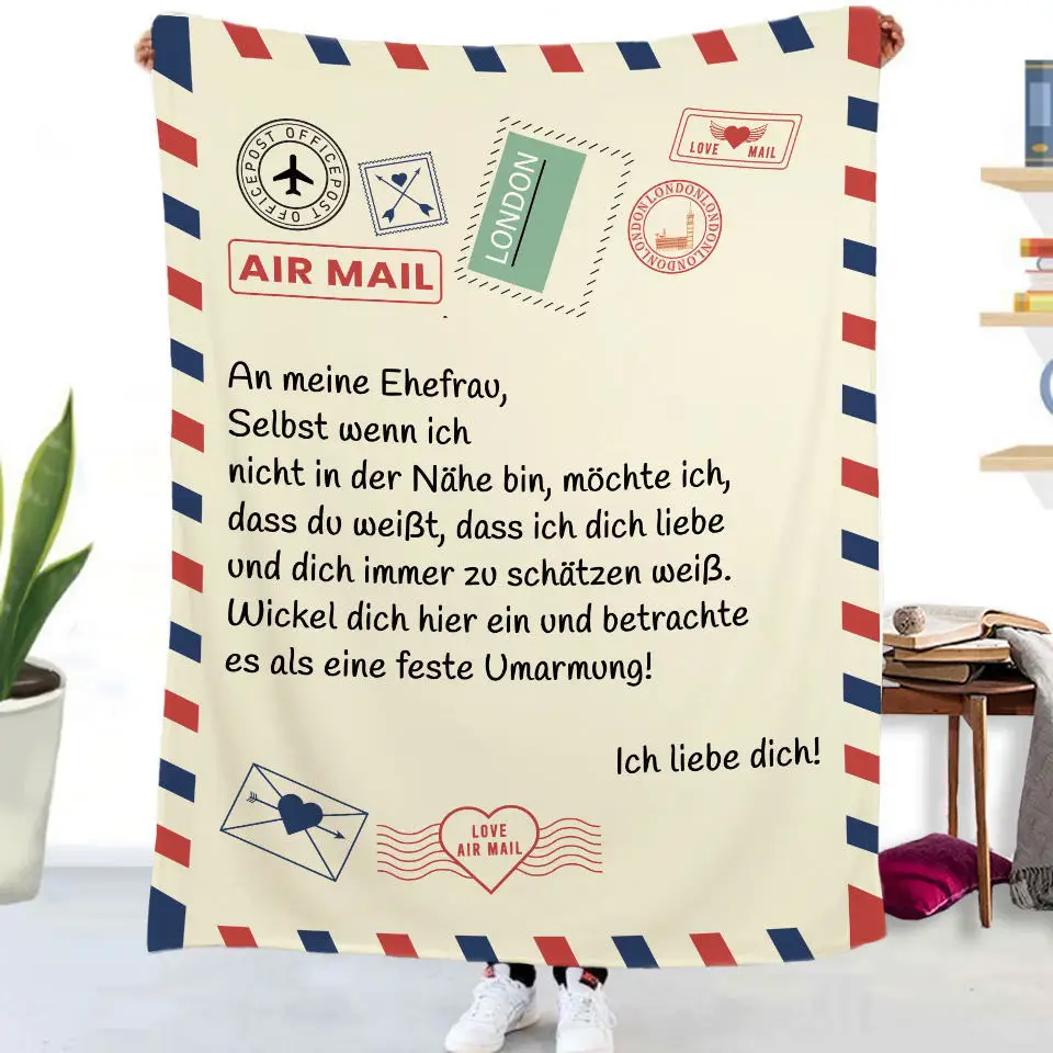 German To My Daughter Son Letter Gift HD Blanket, Soft Throw Blanket for Home Bedroom Bed Sofa Picnic  Cover Blanket  Kids