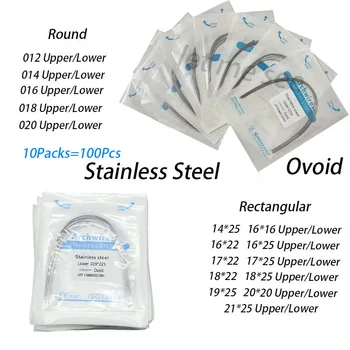 10Packs/100Pcs Dental Arch Wire Stainless Steel Orthodontic Oval Form Round/Rectangular Upper Lower Oral Dentist Materials 1