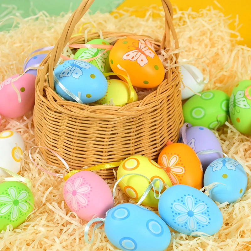

12pcs Easter Eggs Happy Easter Decorations For Home Birthday Colorful Bunny Painted Eggs DIY Craft Kids Gifts Toy