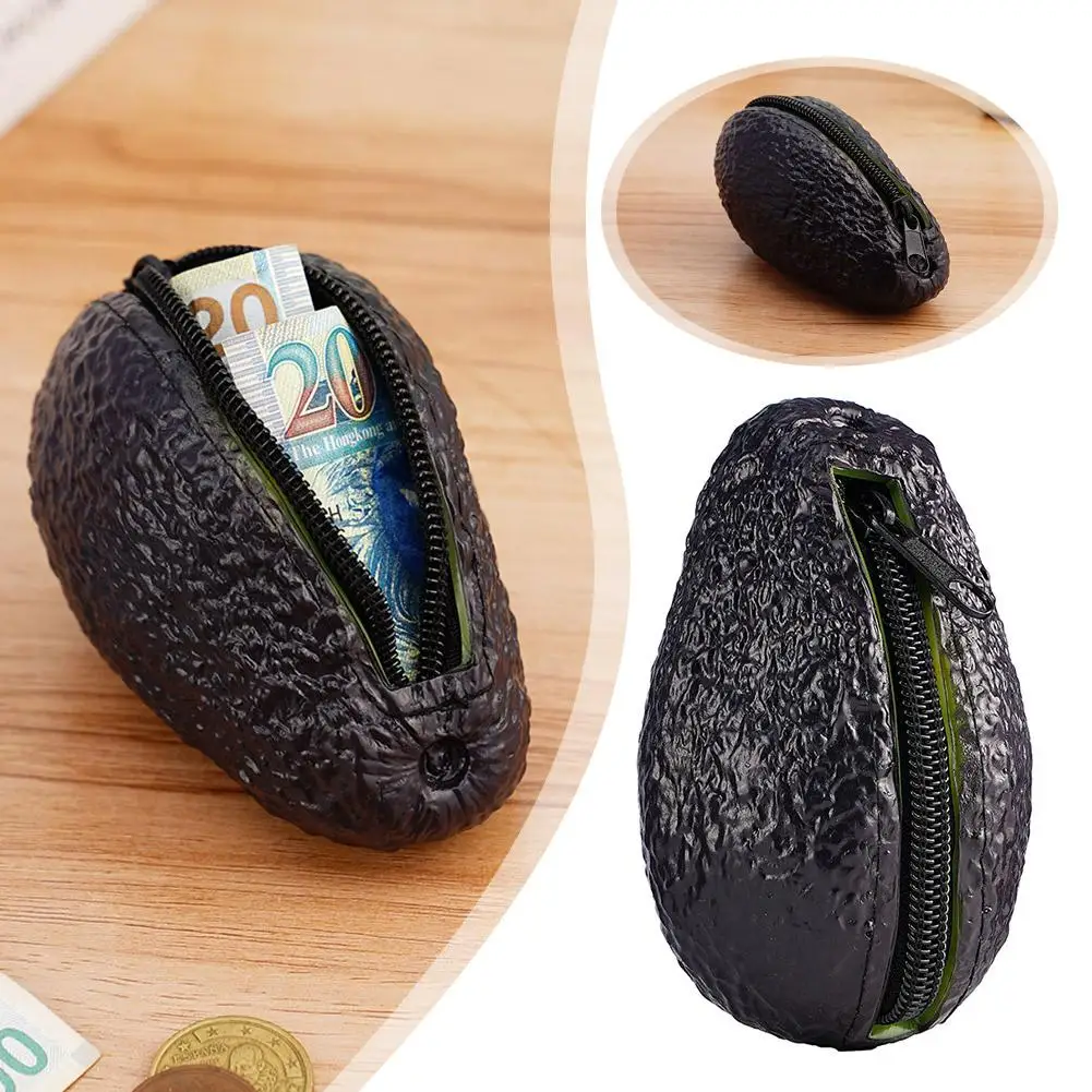 Coin Purse Creative Avocado Shape Mini Coin Purse Wallet Bag Pouch Portable Storage Girls Fun Handbag Zipper Pocket Gift