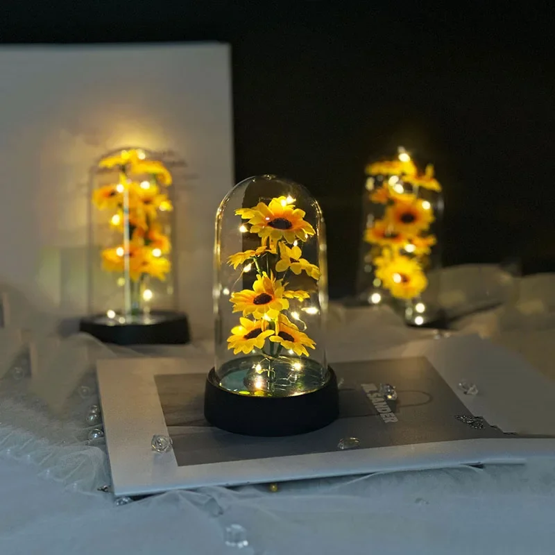Artificial Sunflower Plastic Set Eternal Flower Gift Birthday Gift Can Light Up Christmas New Year's Room Decoration
