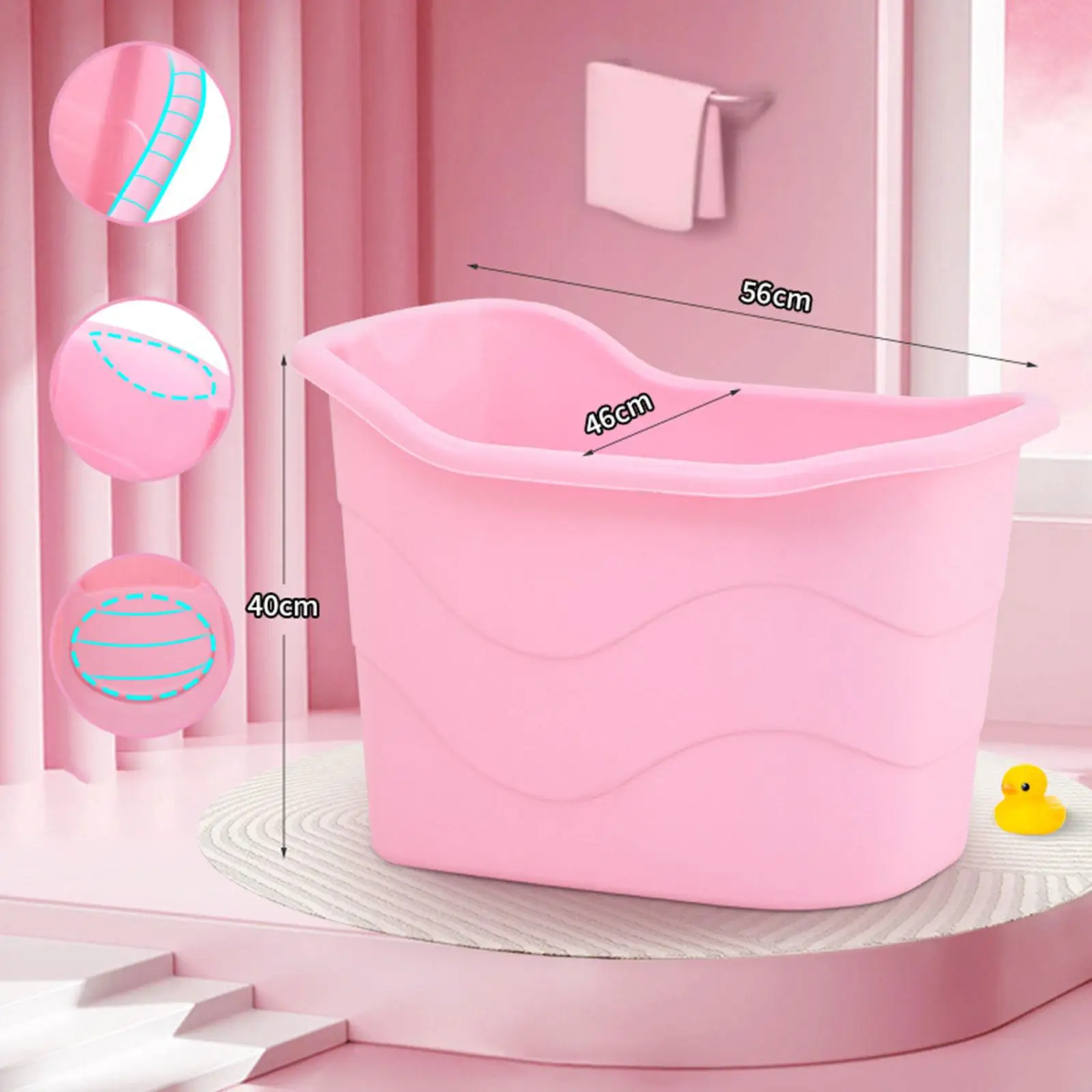 Baby Tub Bucket Side Drainage Hole with Support Seat Shower Basin Baby Bath Tub Bathroom Accessories for Kids Toddlers Newborn