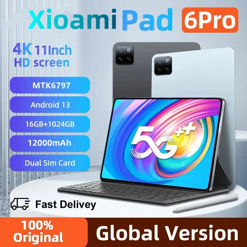 Tablet PC Global Version Mi Pad 6 Pro Android 13 16GB 1TB Dual SIM 10 Core WPS GPS Bluetooth 5G Network Phone Call
