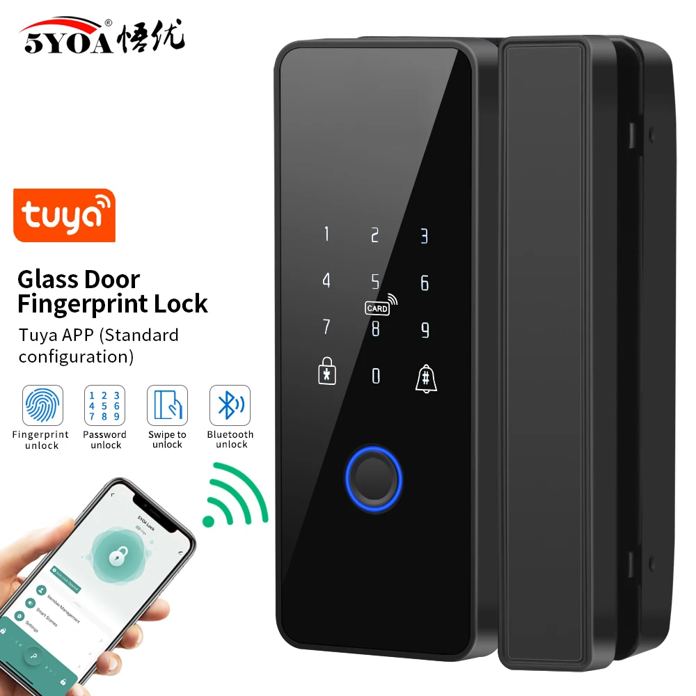 TuyaAPPFingerprintLockBluetoothSmartGlassDoorBiometricElectronicControlDoorLock13