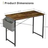 AluminumOak Finish Writing Desk,With USB PortComputer Desks Small Office Desk40Inch Writing Desks with Storage Bag ,Wooden Desk 5