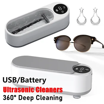 Ultrasonic Jewelry Cleaner Machine Portable Glasses Cleaner Retainer Cleaner Machine High Frequency Vibration for Coins Dentures 1