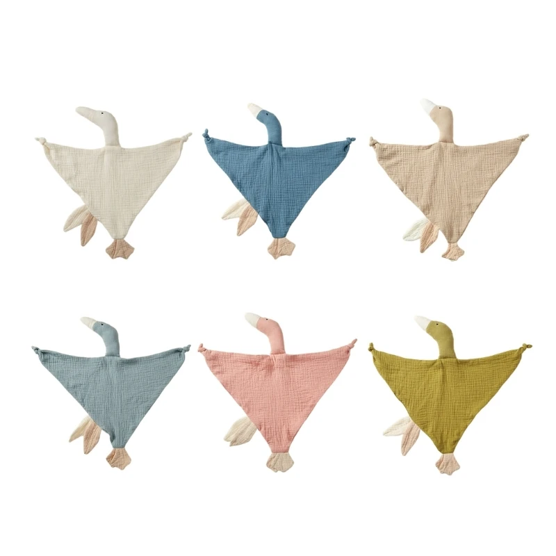 

F62D Cotton Muslin Blanket Security Blanket Gooses Snuggle Toy Kids Sleep Toy