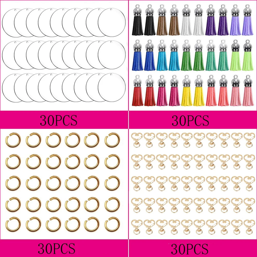 120Pcs Star Shape Claw Swivel Lobster Clasp Acrylic Keychain with Leather Tassel for Jewelry Making Silver and Golden DIY Craft