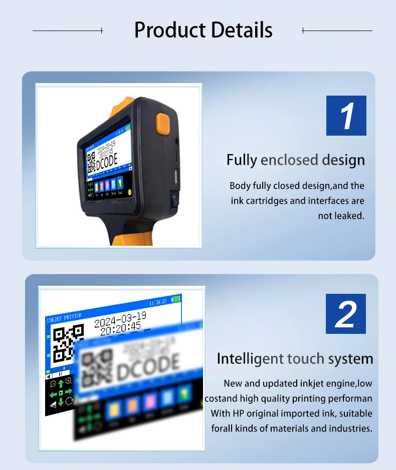 1790PLUS 12.7mm Handheld Printer Text QR Barcode Batch Number Logo Date Label Pr