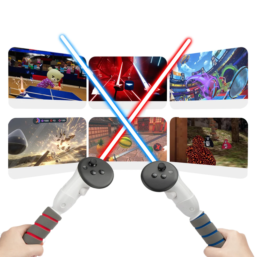 Controller Grip For Meta Quest 3S/Quest 3 Accessories Long Arms Handle Playing Badminton Beat Saber Enhance VR Gaming Attachment