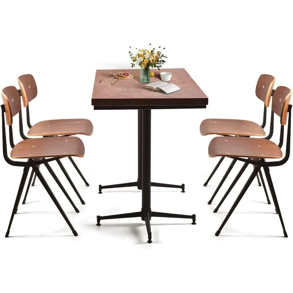 Small Space Dining Table Metal Base Solid Wood Top Kitchen Cafe Bar Counter Height Versatile Table Home Office 5