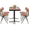 Small Space Dining Table Metal Base Solid Wood Top Kitchen Cafe Bar Counter Height Versatile Table Home Office 5