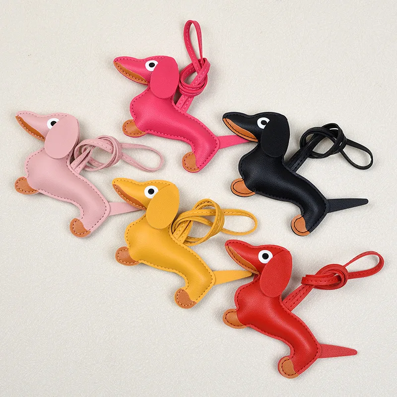 Sausage Dog Keychain Pendant Cartoon Pet Bag Pendant Small Accessories Leather Keychain Phone Case Photography Props