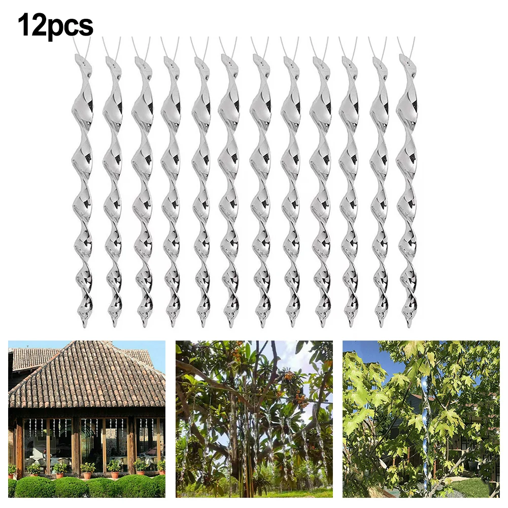 30cm 12 Wind Spiral Bird Reflective Bird Scarer Wind Chime Pigeon Birds Repeller Chimes Hanging Ornaments Home Garden Decor