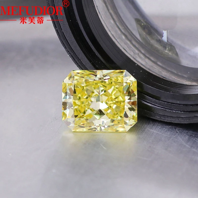Moissanite Loose Stone Radiant Cut Yellow Colour 1.0-10ct D VVS Gemstone with Certificate GRA  Jewelry Marking Pass Diamond Test