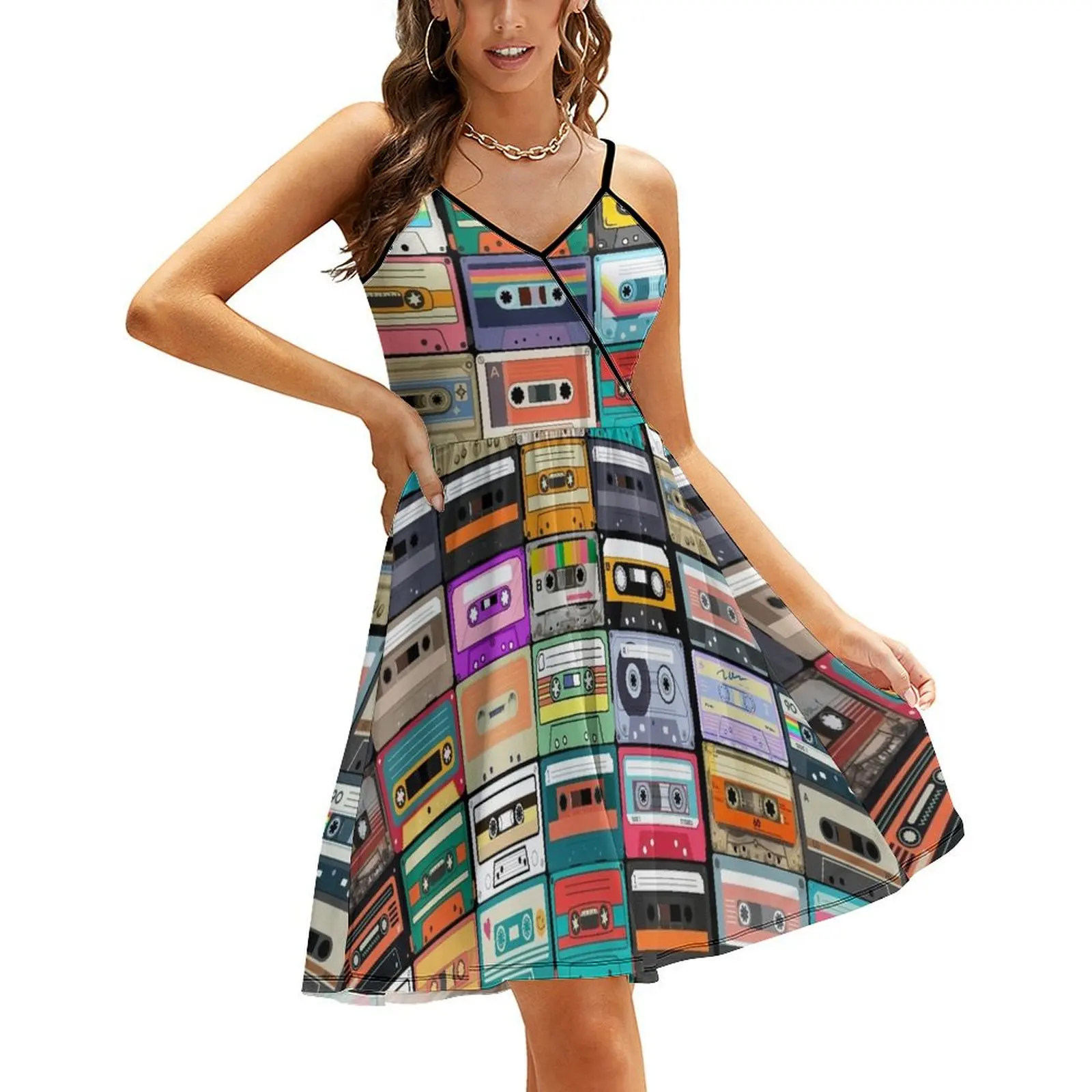 카세트 테이프 슬링 원피스 우아한 하객 웨딩 원피스, 세련되고 우아한 이브닝 원피스, 세련되고 우아한 여성 