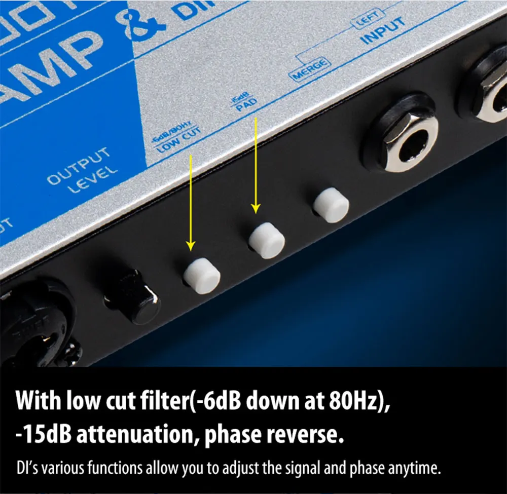 JDI-48 REAMPING and DI Functions 2 in 1 Phantom Powered 48V Active Direct Box +