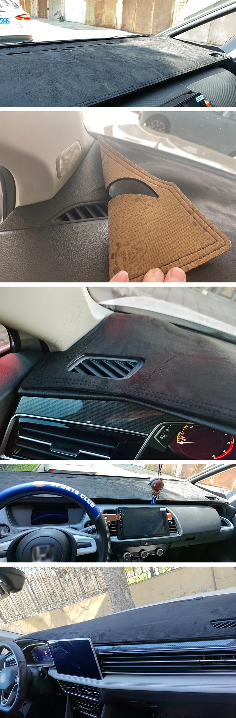 For KIA Mohave Borrego 2008-2017 Car Dashboard Avoid Light Pad Instrument Platform Desk Cover Leather Velvet Protective Mat car sun shade cover