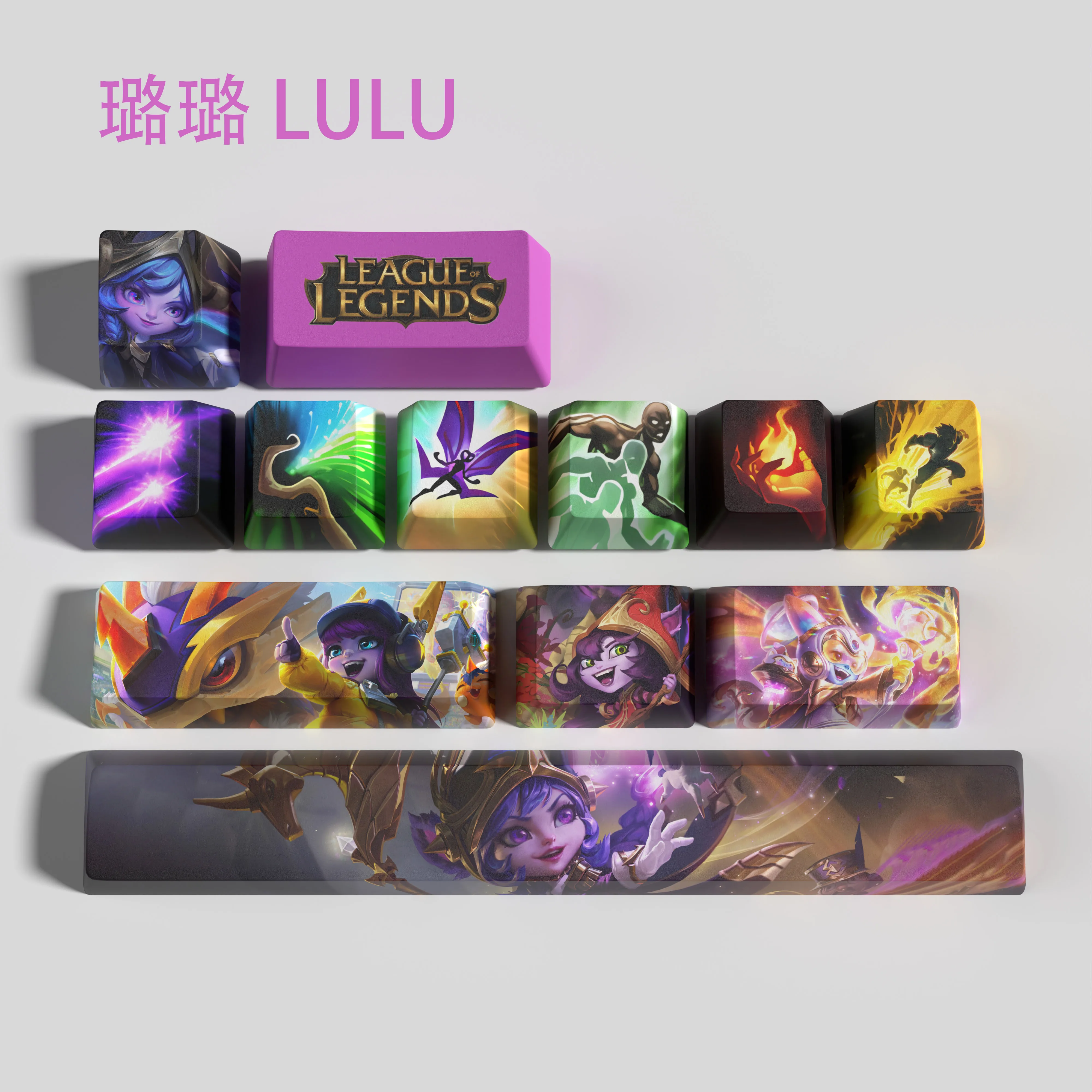 Lulu League of Legends Jogo Keycaps Perfil Oem Pbt Dye Sub 12 Chaves - Imagem 4