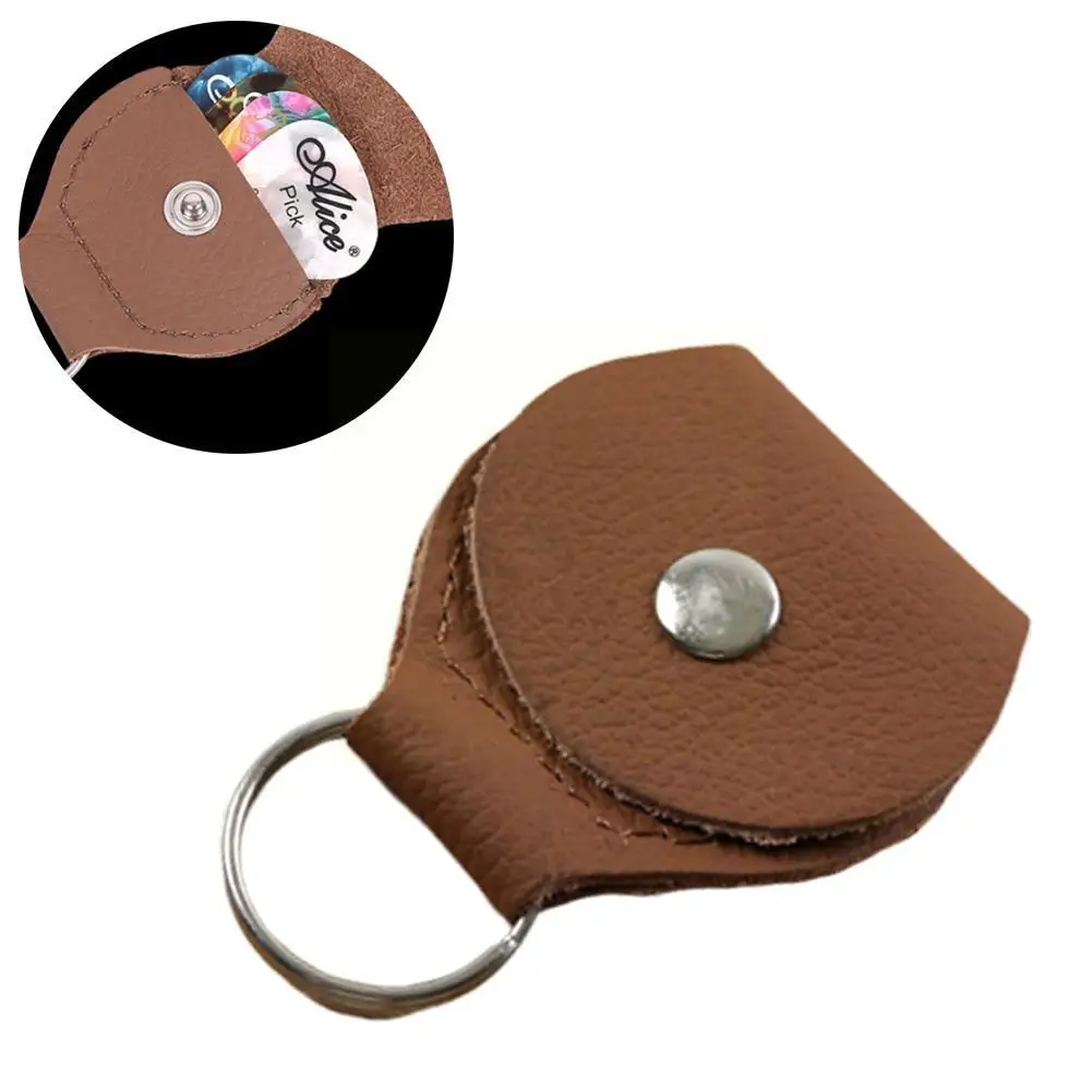 Guitar Pick Holder Genuine Leather Guitar Accessories Bag Shape Keychain Plectrum Cases 1Pcs Guitarra X2S6