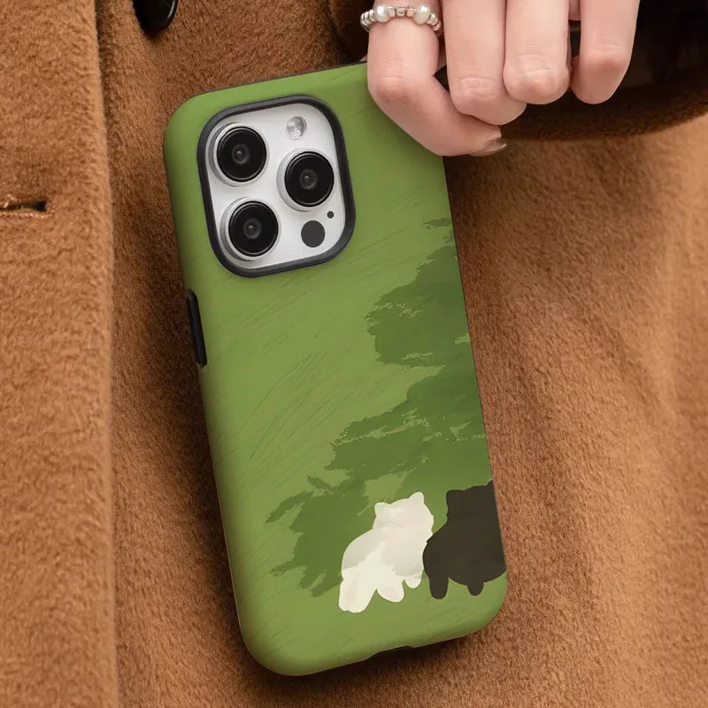Cartoon Cat Phone Case with 2-in-1 Film Shell Cover