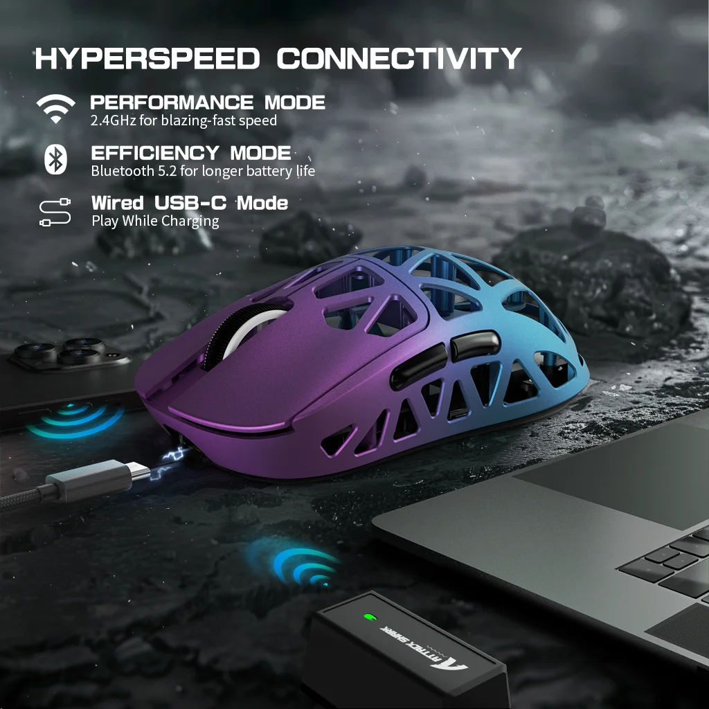 Attack Shark R2 Magnesium Alloy PAW3950 Gaming Mouse, Tri-mode 