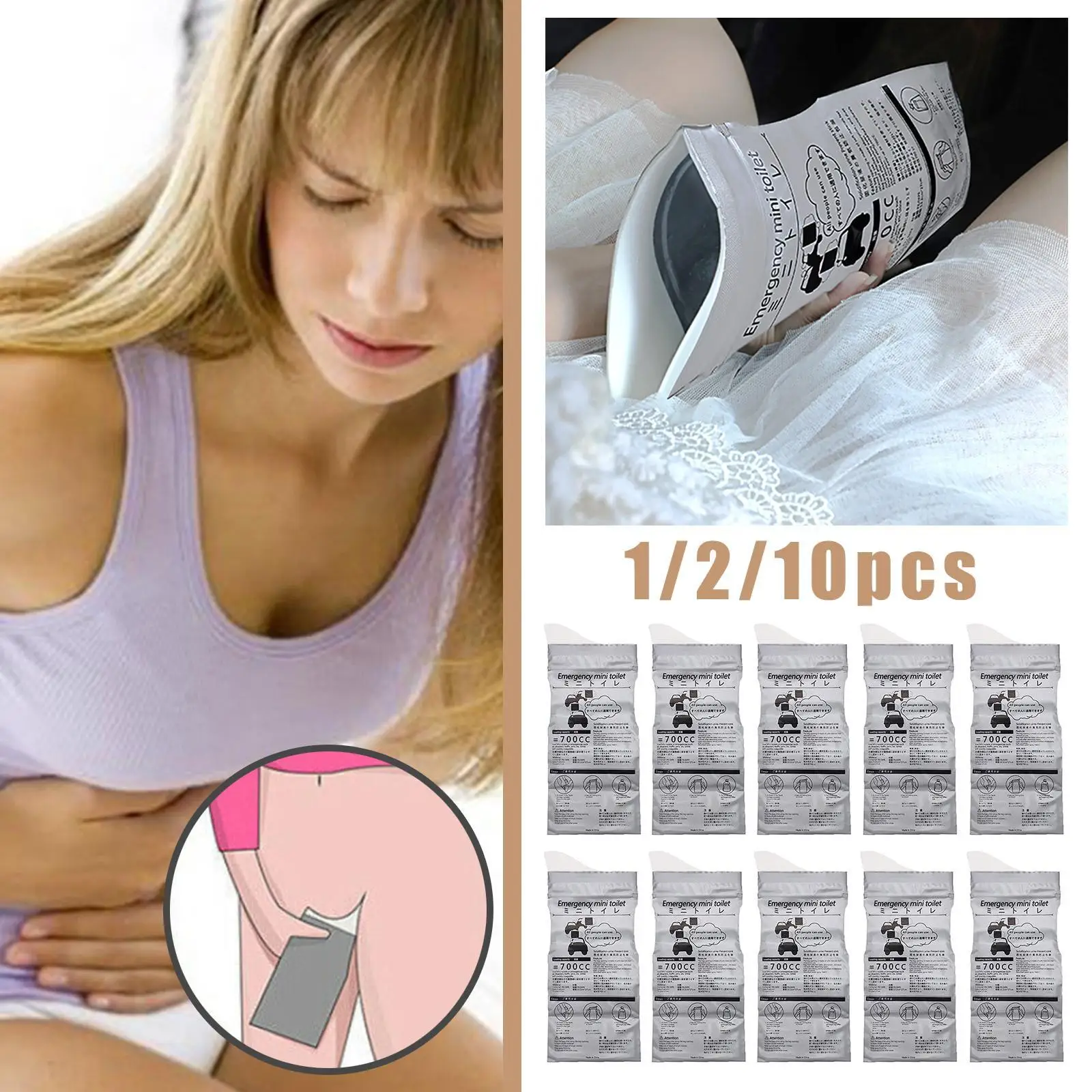 

1/2pcs 700ml Portable Car Toilet Urine Bag Auto Self-driving Travel Camping Emergency Disposable Urine Bag Mini Toilet Vomit Bag