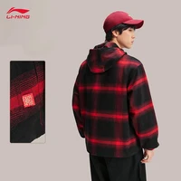 LI-NING RICH EVERYDAY série veste décontractée pour hommes manteau court à carreaux confortable à la mode AFDW137 2