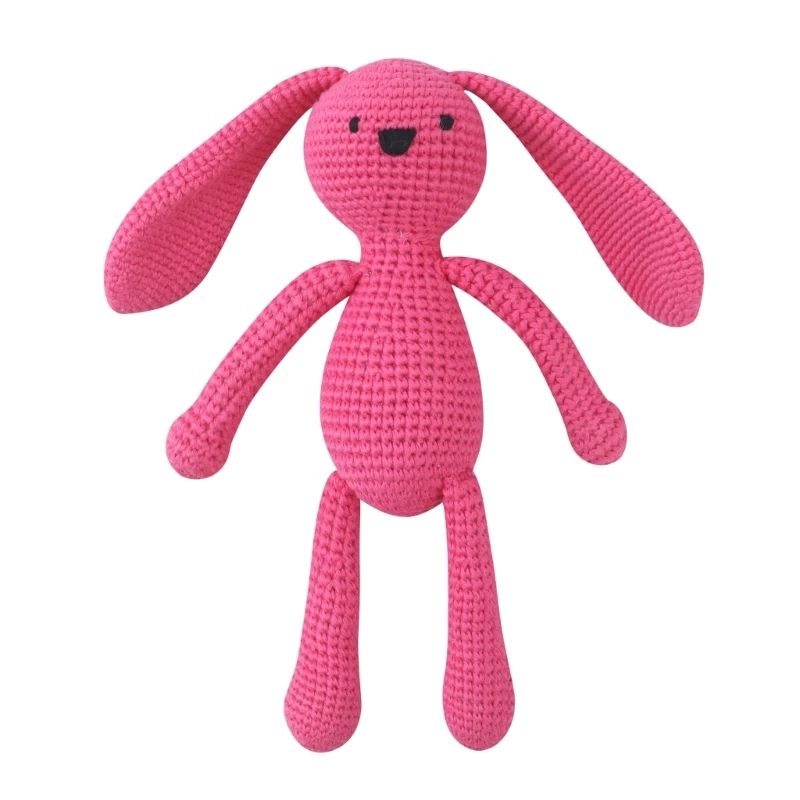 thumbnail image 1 of Muñeco de conejo de orejas largas de ganchillo hecho a mano, muñeco de peluche kawaii dopamina, conejito colorido para bebé, juguete de peluche para recién nacido durmiendo, 1 of 5