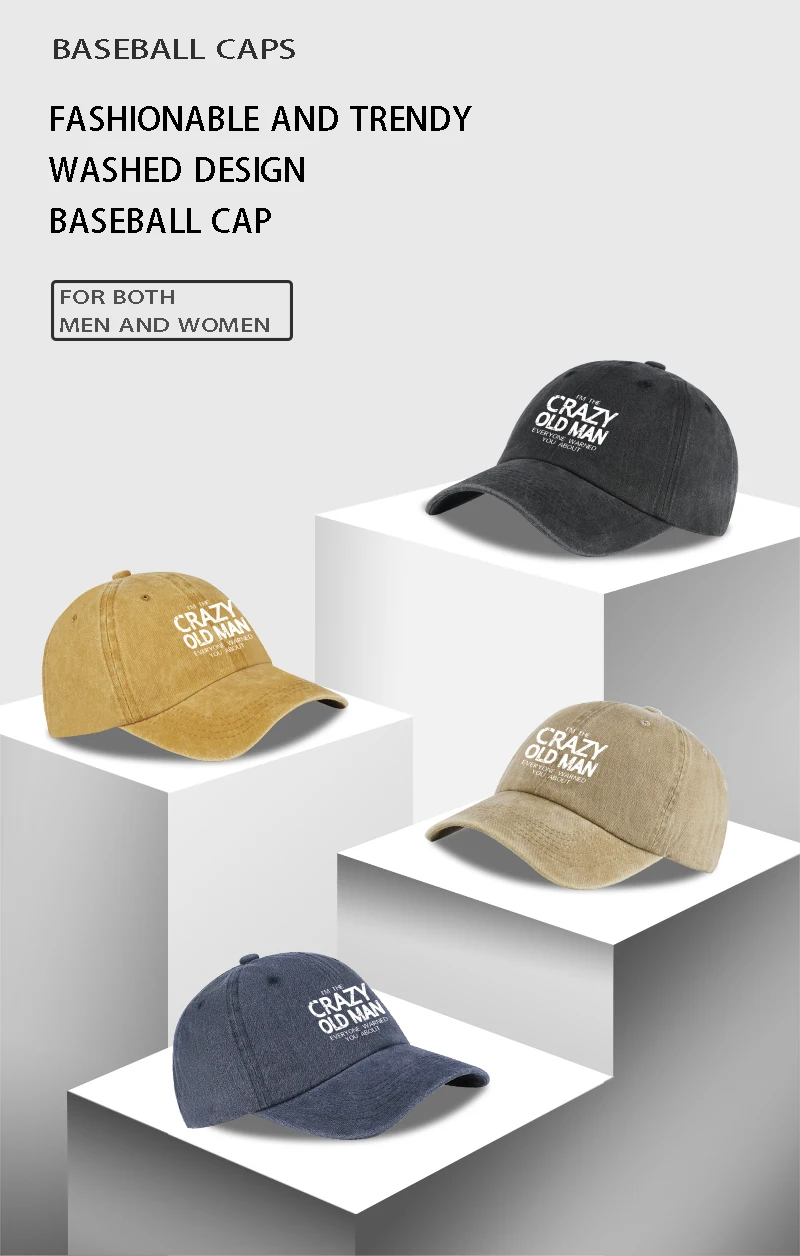 Lustige Baseballkappe mit Aufdruck „Crazy Old Man“, verstellbar, Unisex, Opa, lässiger Sonnenhut – Detail 1