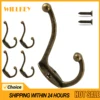 5PCS/Set Coat Hooks Wall Mounted Heavy Duty Dual Coat Rack Bronze Vintage Clothes Hanger With Screws for Door Coat Hook Bathroom 1