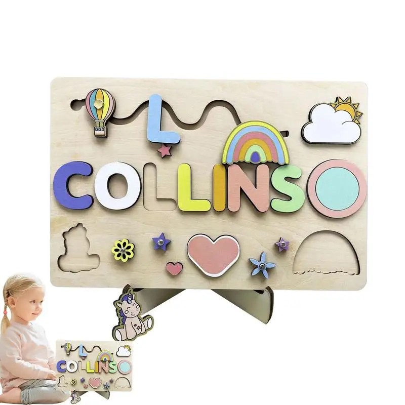 

Головоломка с алфавитом и именем, милые деревянные Обучающие игрушки с алфавитом, милая деревянная головоломка с буквами для распознавания цветов и букв