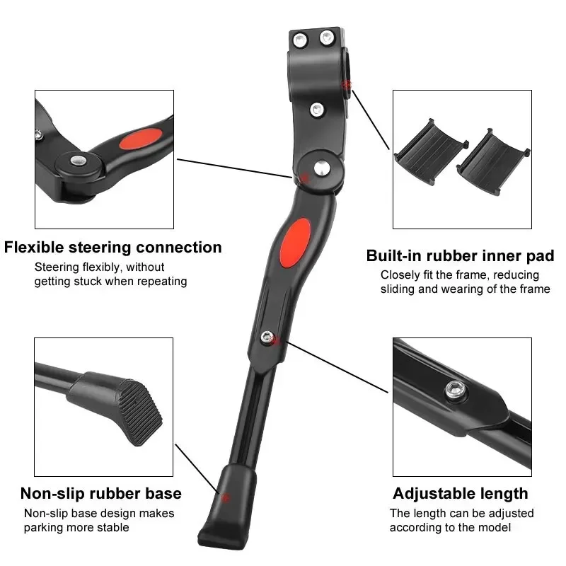 Adjustable Aluminum Bicycle Kickstand for Mountain and Road Bikes