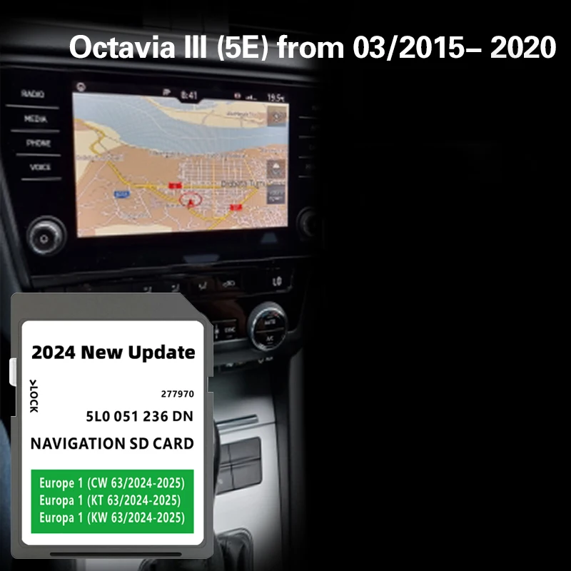 

for Skoda Octavia III (5E) from 03/2015-2020 SD Map Card Navigation SAT Nav 32GB MIB2