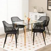 Modern Dining Chairs Set of 4 - Black Arm Chair with 15" High Backrest, Powder-Coated Metal Legs, Anti-slip Foot Pads 2