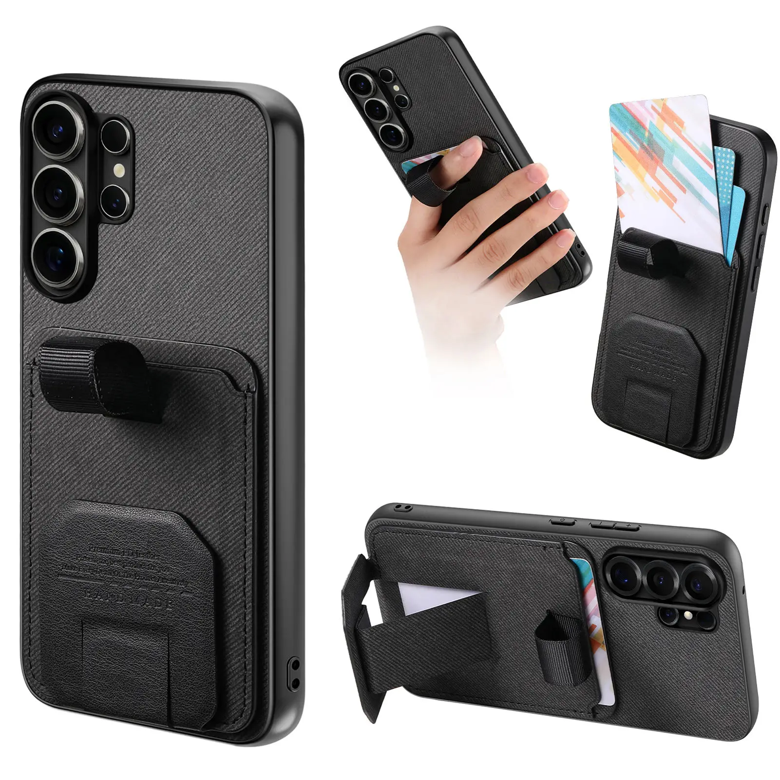 Luxury Wristband Holder Card Slot Phone Case with Stand and Anti-Drop Features