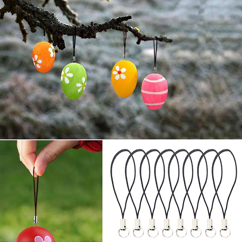 50Pcs Polyester Lanyard Clasp Phone Hanging Pendant Rope Braided Keychains Key Rings Holder Strap DIY Jewelry Making Cords
